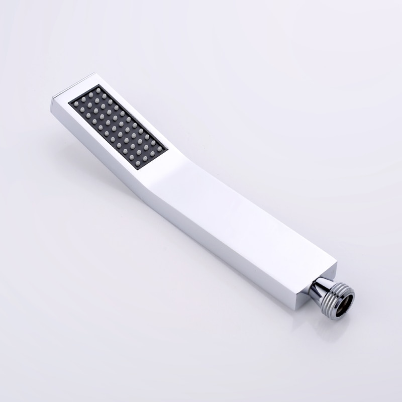 Square Solid Brass Chrome Hand Held Shower Head With Wall Connector and Stainless Steel Shower Hose