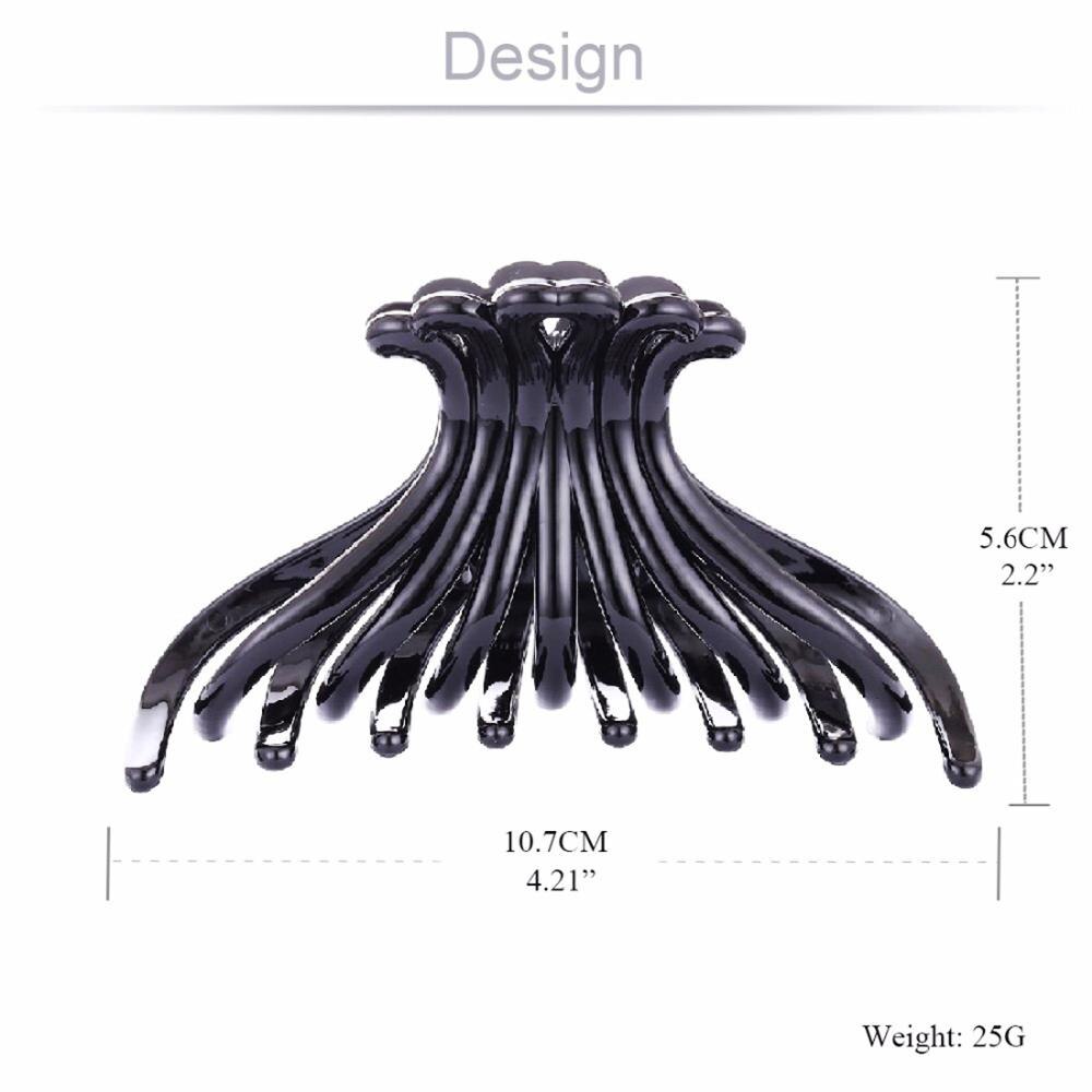 Zwart Grote Haar Claws Hoofddeksels Grote Haar Clip Krab Accessoires Acryl Haarspeld Paardenstaart Houder Klemmen Voor Vrouwen Douche Baden