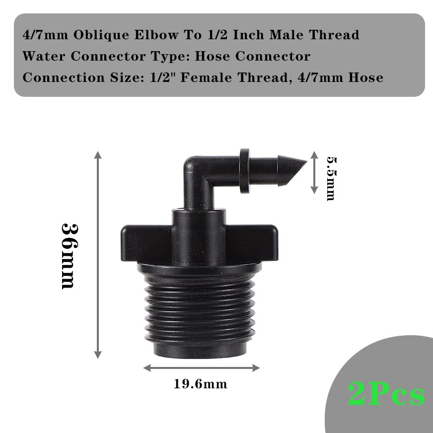 Raccords d'arrosage goutte-à-goutte, raccords de dérivation à simple et double tuyau en té barbelé de 1/4 pouces, connecteur de tuyau de 4/7mm, 2 pièces: F