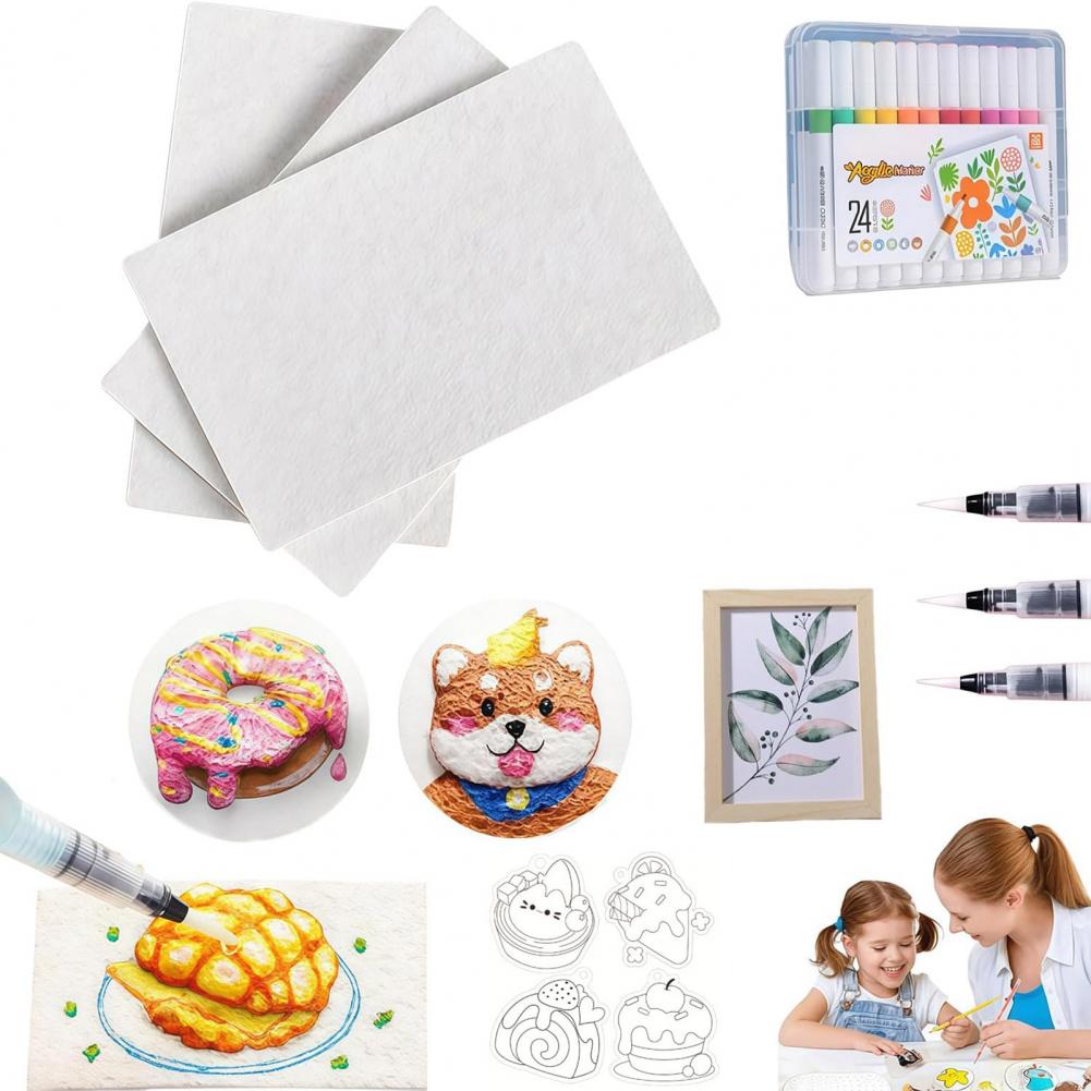 Magic Foam Texture Painting Kit 3D Drawing Magic Canvas Sponge with Water Brush Puffy Popcorn Painting Kit