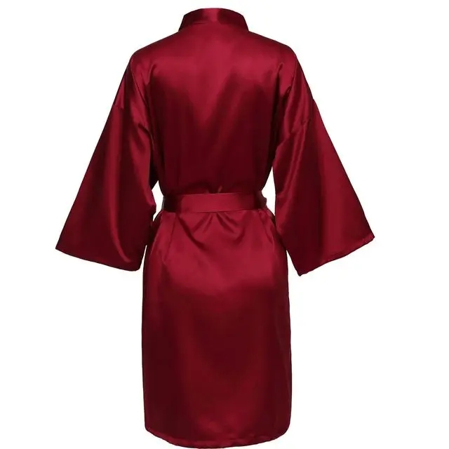 Bröllopsfest brudklänning utan bokstäver kimono satin pyjamas brudtärna enkel badrock  sp088: M / Himmelsblå