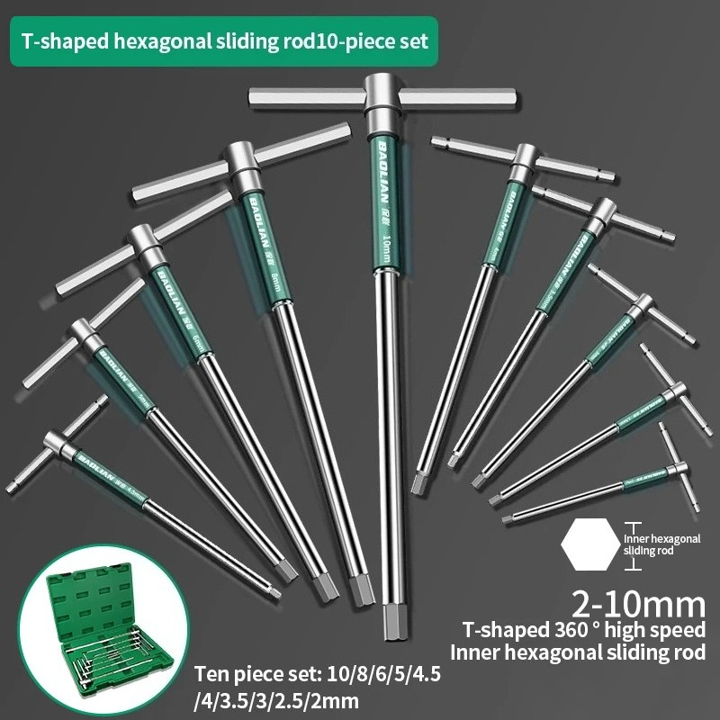 T/L 2.5/3/4/5/6/8/10mm Torx Screwdriver T Type Allen Hex Wrench Chrome Spanner T-shaped Hand Tool Extended T-Socket Wrench: Dark purple