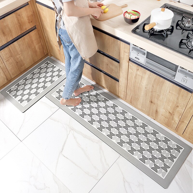 Pu Lederen Keuken Mat Wasbare Antislip Keuken Vloer Water En Olie Proof Lange Tapijt Entree Deur Mat Decor voor Keuken: Pattern 02 / 45cmx75cm 1pc