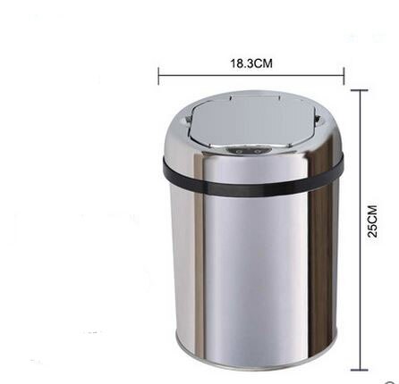 3 Liter Sensor Stainless Steel Dustbin Automatic Garbage Trash Can Waste bin Ash-bin Round Shape: Default Title