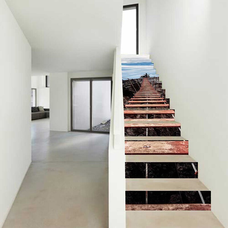 PVC wallpaper Aerial ropeway ladder simple 13 pieces of DIY stair stickers, step stickers wall stickers
