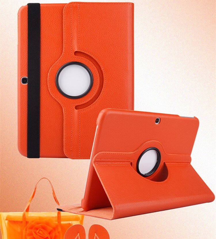 Dla Samsung Galaxy Tab 4 10.1 cal T530 T531 T535 SM-T530 SM-T535 Tab4 Tablet 360 obracanie przypadku klapki skórzane pokrywy Funda Capa: orange