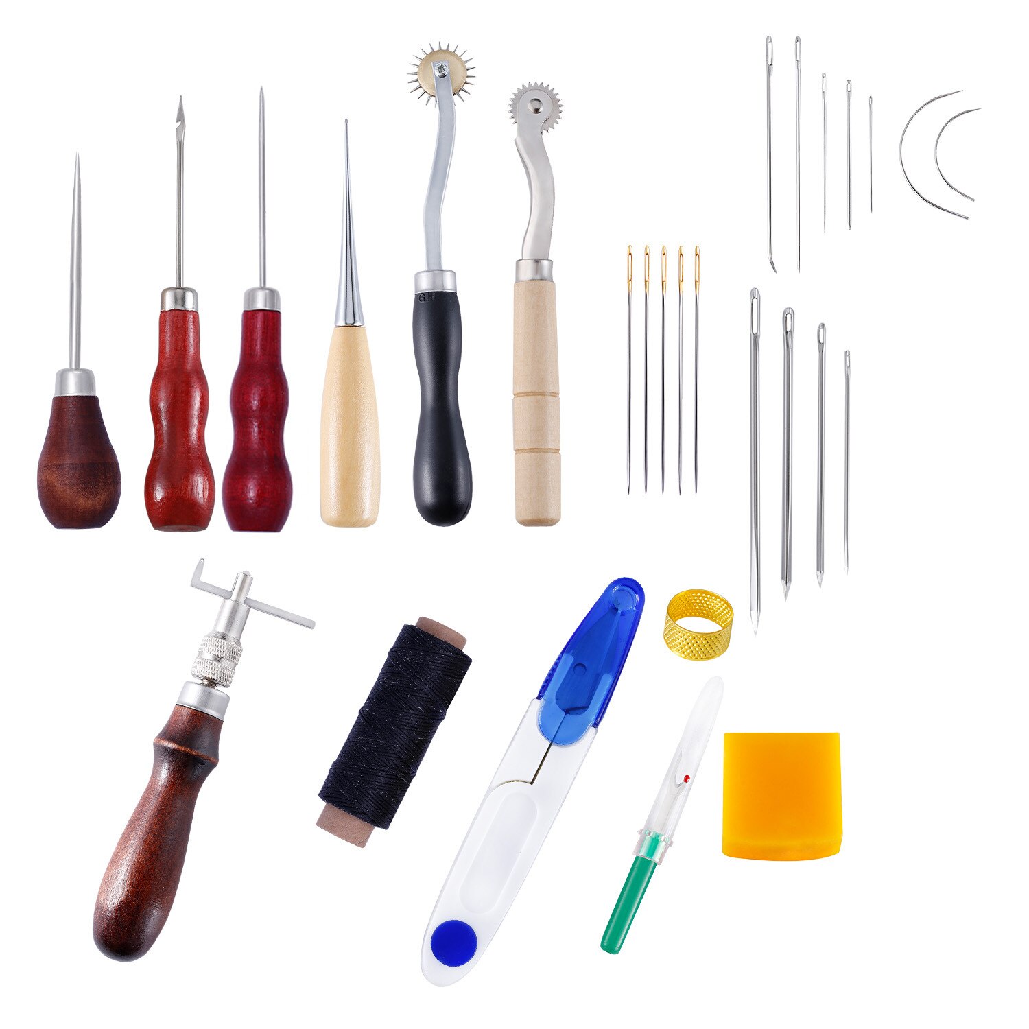 Lot De 20 Outils D’Estampage Et Poinçons En Acier Allié Pour Cuir – Motifs Variés, Artisanat Bricolage Professionnel Et Fait-Main