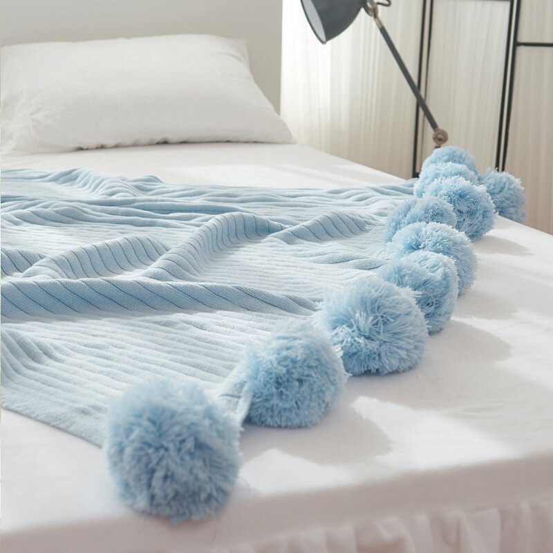 Hairball Katoen Breien Deken Dutje Airconditioning Novelty Deken Volwassen/Kinderen Bed Deken voor Alle Seizoen Bed, stoel, Bank: Blue / 100X105CM