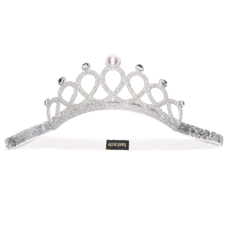 Kind Steentjes Prinses Hoofdband Elastische Haar Crown Tiara Accessoires Haarband Accessoire Party Haar Jewelr: Silver