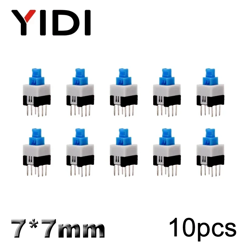 10 Uds PCB tacto Micro Mini botón de enganche encendido apagado interruptor de bloqueo automático DIP tapa de 6 pines 5,8*5,8/7*7/8*8/8,5*8,5mm: 3 XL / Negro / 6 V