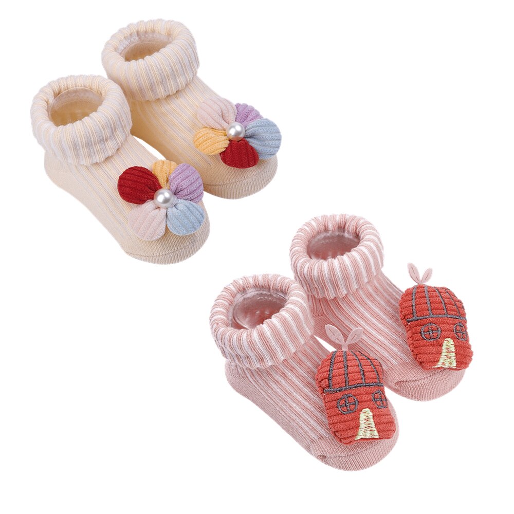 2 Paare/los Neugeborenen Baby Socken Art Baumwolle Socken Baby Mädchen SchöNe Kurze Socken Kleidung Zubehör Für 0-12 Monat: einstellen 3