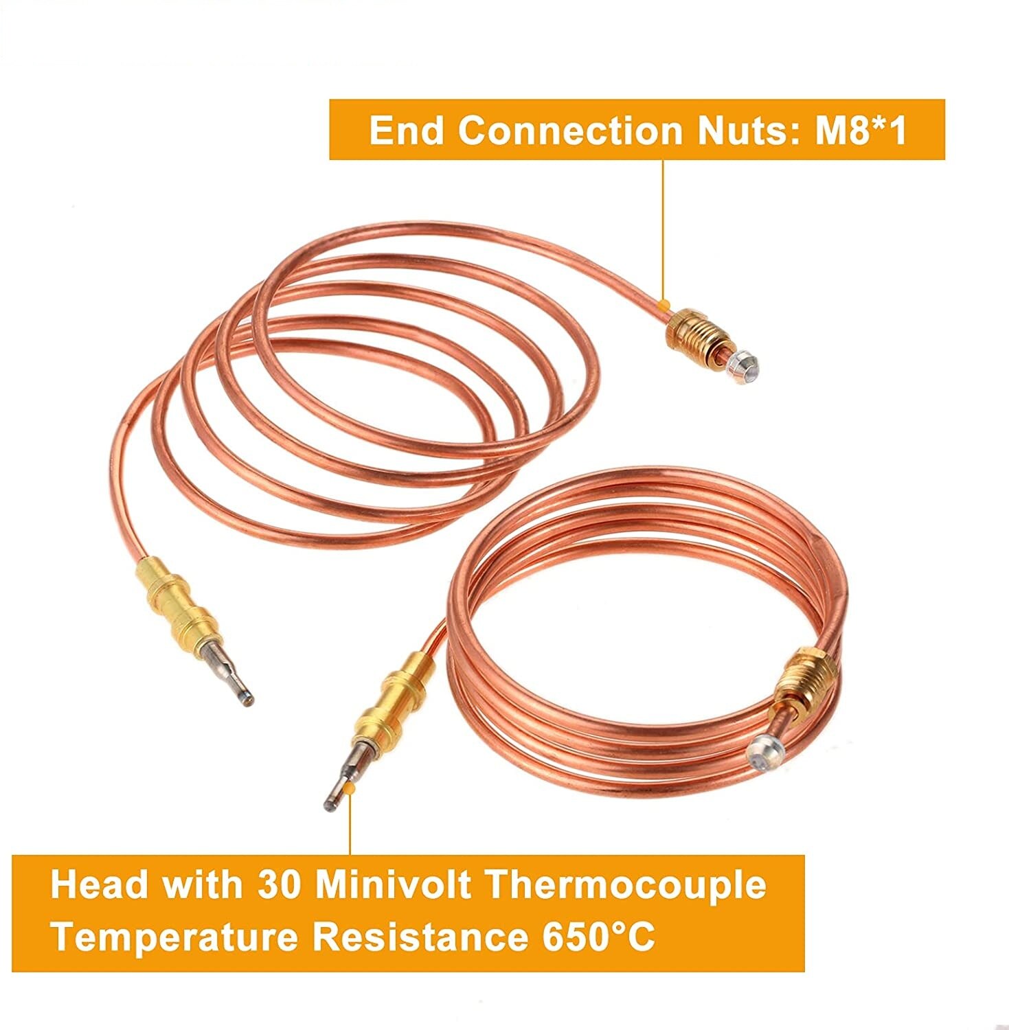 2pcs 39.5" Gas Heater Thermocouple 098514-01 Solid Copper Replacement for Desa LP Vent Free Wall Heater Comfort Fireplace Grill