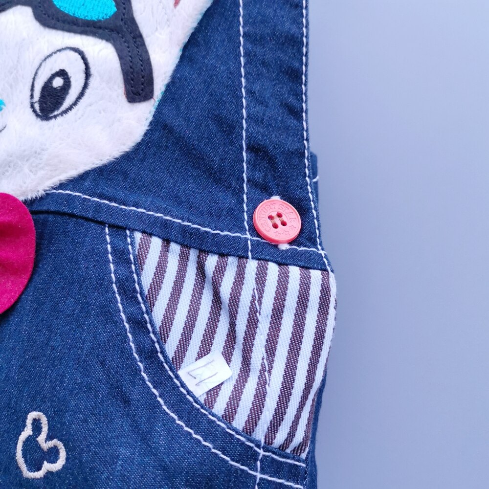 Baby Boys Girls Jeans Overalls Shorts Toddler Kids Denim Rompers Cute Cartoon Bear Bebe Jumpsuit For Summer Bib Pants Clothes