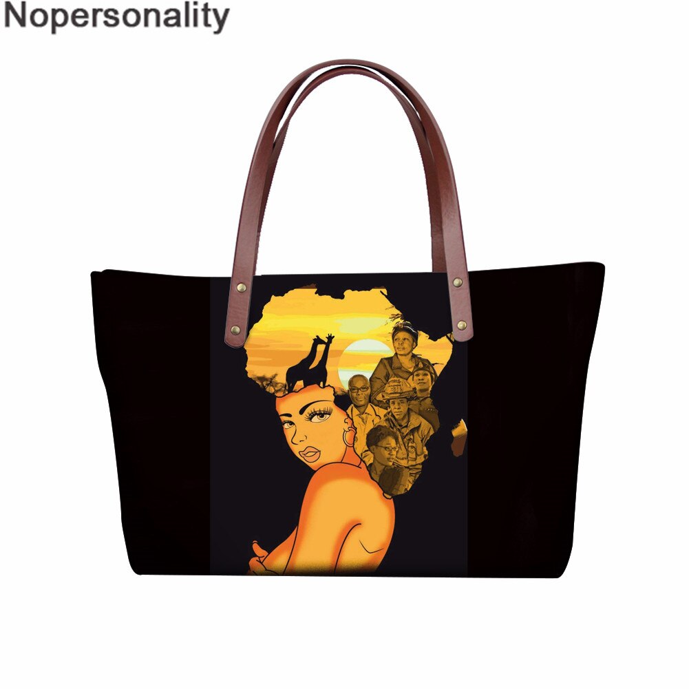 Nopersonality Vintage Etnische Meisjes Stijl Print Schoudertas Zwarte Kunst Afrikaanse Meisjes 2 Stuks Purse & Hand Tassen voor vrouwelijke: Z5666AL