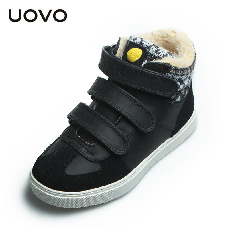 Children Winter Shoes Boys and Girls Warm Comfortable UOVO Kids Casual Shoes Children's Footwear: black / 3