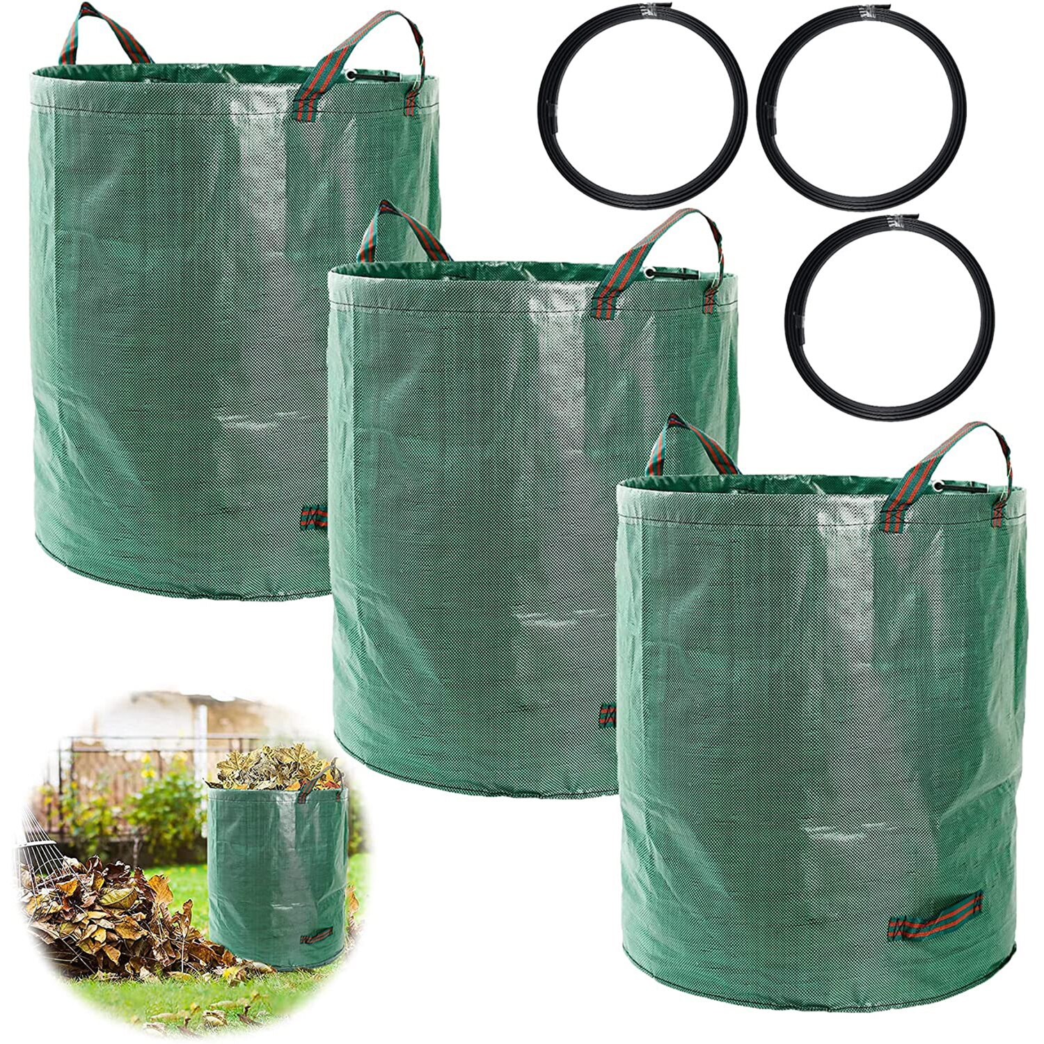 Garden Bags Yard Waste Bag Standable Reusable Leaf Grass Bag Garden Trash Containers Lawn Yard Waste Bags 272L