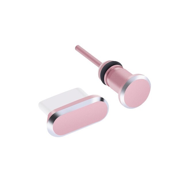 Universal usb c aluminium dammplugg set för samsung  s10 plus  s9 s8 note c laddningsportar och 3.5mm hörlursuttag antidammplugg: Rosa guld