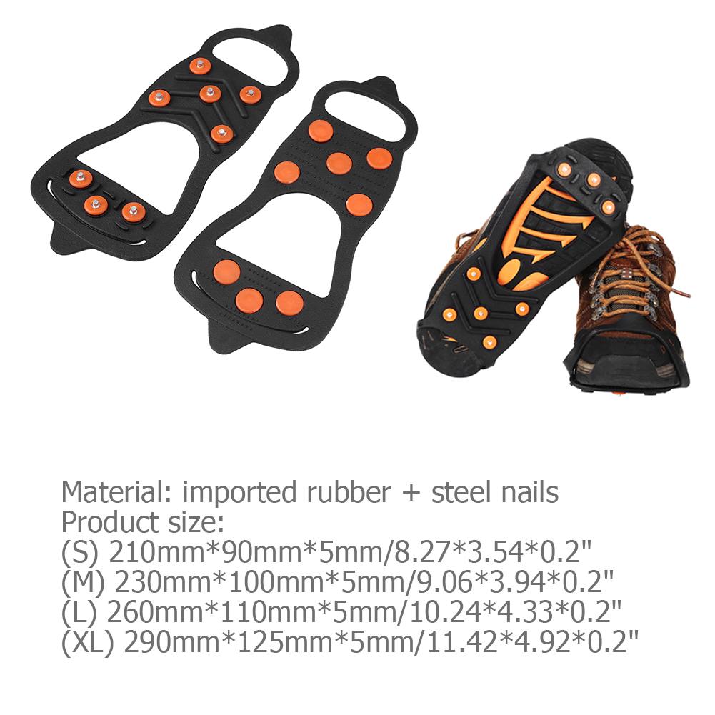 1 par 8 dubbar antisladd is snösko spetsiga klättergrepp kloss stegjärn klättring camping halkskydd skydd m-xl