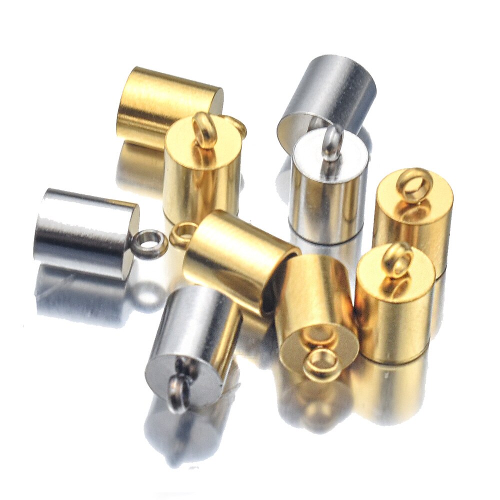 10 pièces Lot en acier inoxydable argent or fermoirs cordons embouts cordon pour bricolage fabrication de bijoux Bracelet collier résultats de bijoux à bricoler soi-même
