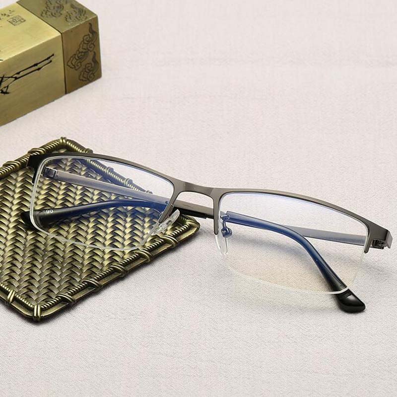 Gafas de miopía de aleación para hombre, lentes cuadradas de medio Marco, antiluz azul, no esférico, recubiertas de capas, 1,0-1,5-2,0-3,0-4,0