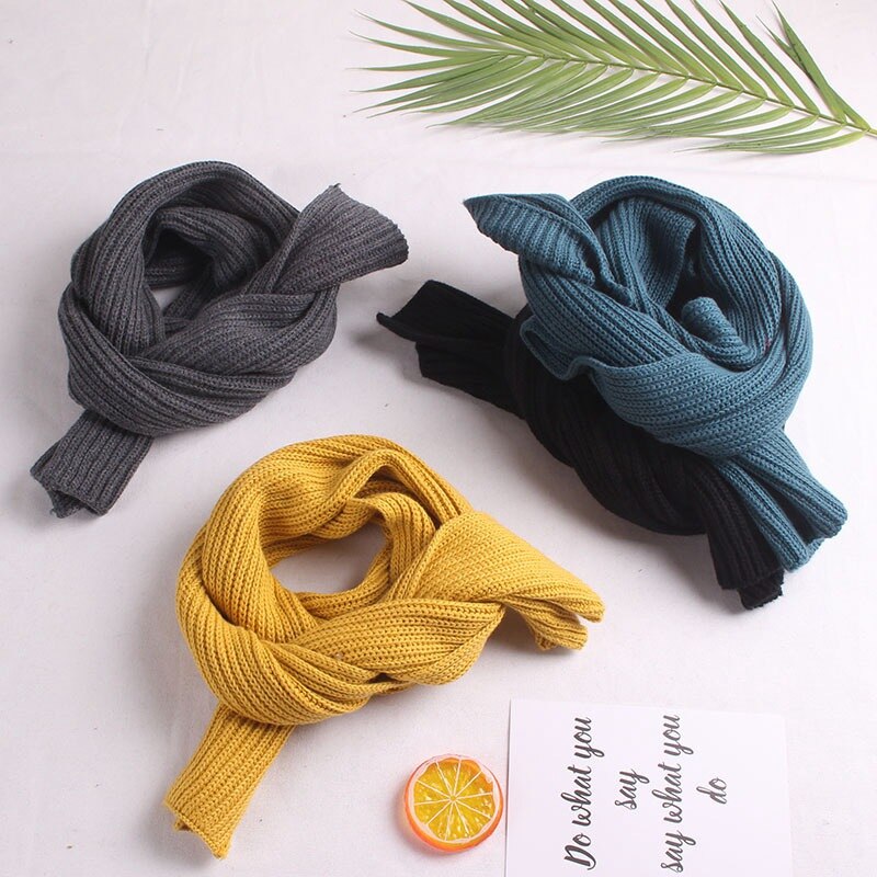 Autumn Winter Boys Girls Baby Kids Children Solid Scarf Warm Knitting Knitted Knitwear Collar Scarves Neckerchief S9773