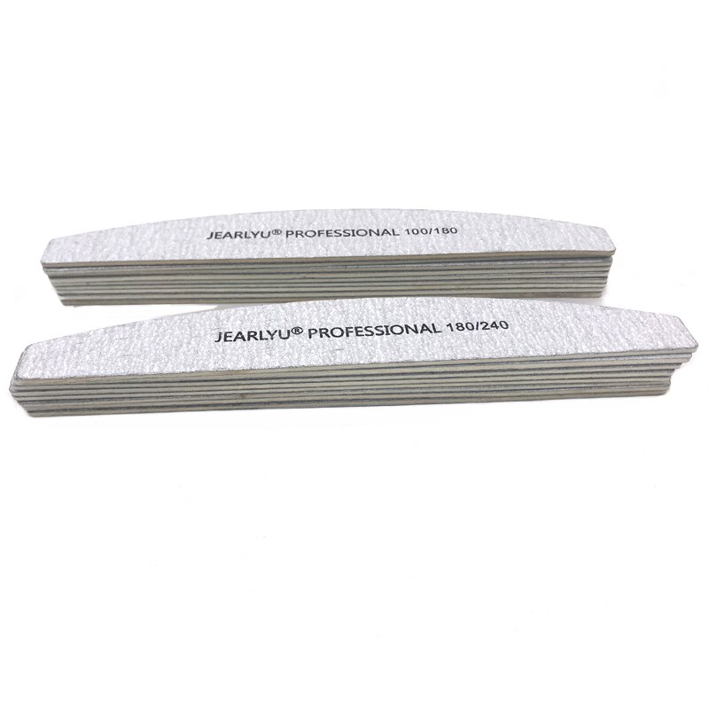 10pz Lavabile lima per Unghie Tampone di Lucidatura Blocco di Levigatura lime di Legno Carta Vetrata 100/180/240 Grana Unghie artistiche Strumento metà-Luna Bastone