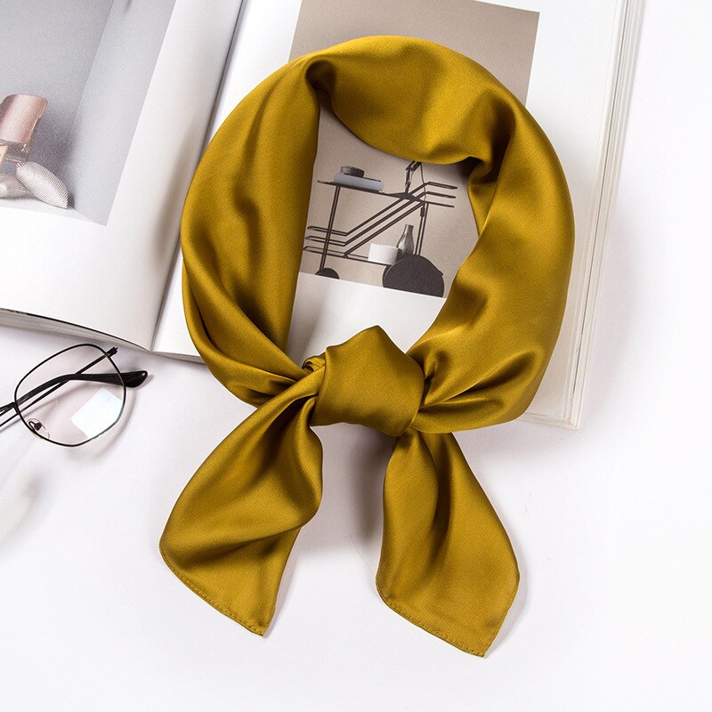 Hoofddoek Zijde Satijn Hijab Sjaal Voor Vrouwen Effen Kleur Zakdoek Haar Sjaals Vierkante Sjaals En Wraps Hoofd Sjaals Dame: 16