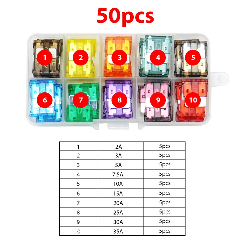 100 Stks/set Auto Zwart Gemengde Plastic Fastener Schroef Klinknagels Clips Kit Voor Auto Bumper Fender Versieringen Fastener Schroef Klinknagels Clip: 50pcs car fuse