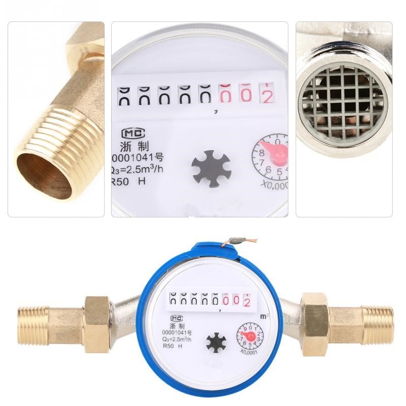 Water Meter 15mm 1/2&quot; Dry Water meter Garden Home Plastic Cold Water Meter Single Water Flow Dry Table compteur eau