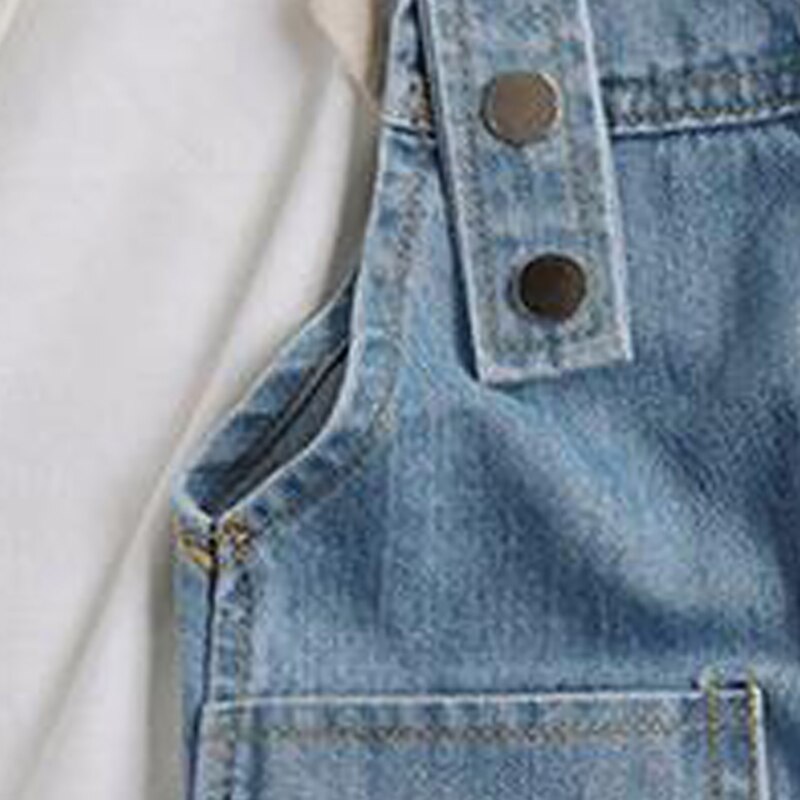 Menoea Summer Boys Girls Overalls Cotton Kids Strap Denim Shorts Teenager Girls Boys Denim Jeans Casual Trousers