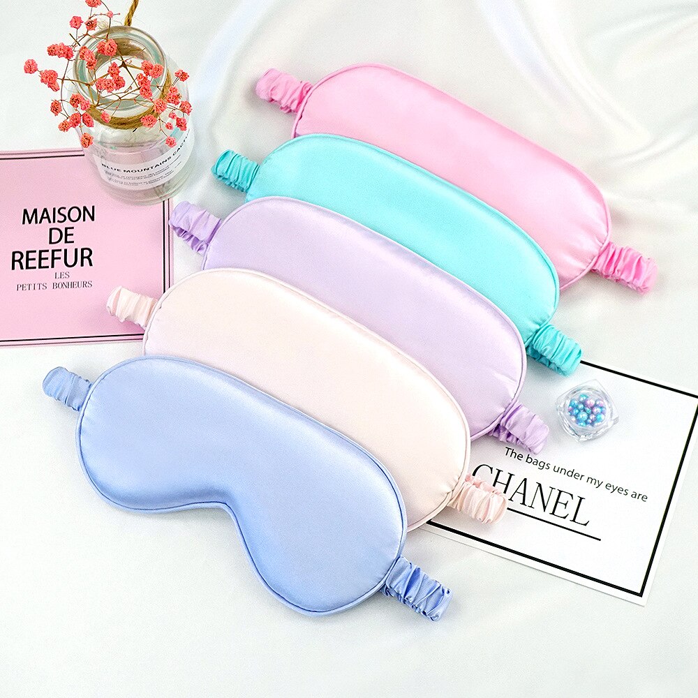 Sleep Mask Silk Eye Mask Eye Cover Soft Relax Eyes Bandage Eyeshade Sleep Patch Smooth Blindfold For Women Men Night Nap Heath