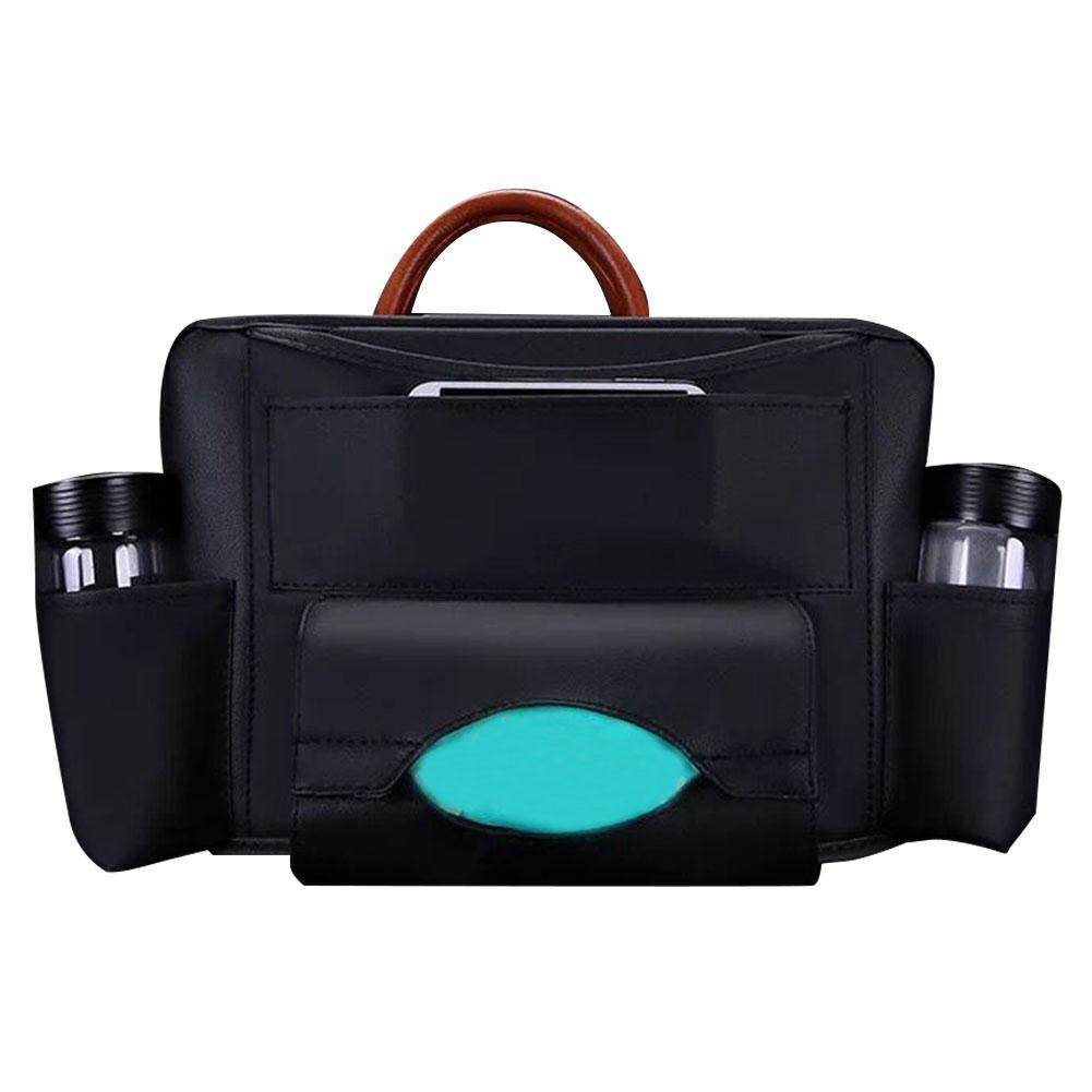 Car Net Pocket Handbag Holder Universal Multifunction Car Organizer Seat Gap Storage Multi-Pocket Leather Interior Accessori: F
