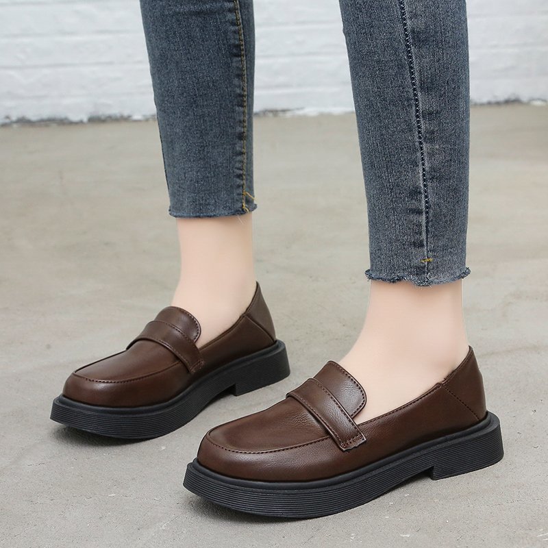 Herfst dames loafers plateau schoenen lage hakken oxford schoenen zwarte instappers damesschoen comfortabele zapatos mujer lente 8805n: Bruin / 35