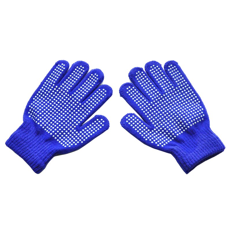 Guanti antiscivolo caldi invernali per bambini particelle di punti per 3-7 anni guanti da equitazione per bambini e ragazze guanti in maglia tinta unita: Blu