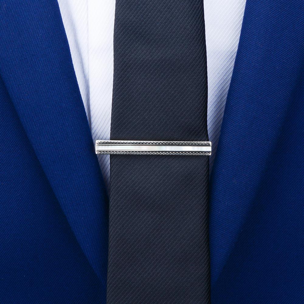 Savoyshi Metal Band Clip Voor Mens Silver Kleur Tie Bar Pin Wit Shell Stropdas Stropdas Sluiting Mannen Sieraden Gratis carving Naam