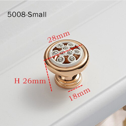 Champagne Gold Door Handles With Diamond Luxury Zinc Alloy Cabinet Drawer Knobs European Wardrobe Furniture Pulls Hardware: 5008-Small