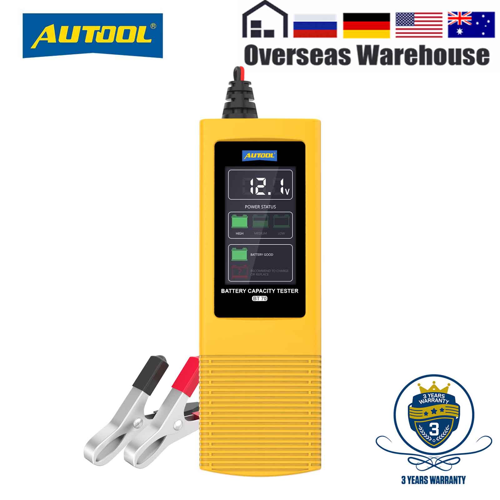 AUTOOL BT70 Car Battery Power Tester Monitor Battery Testing Tool Battery Status Display Tools