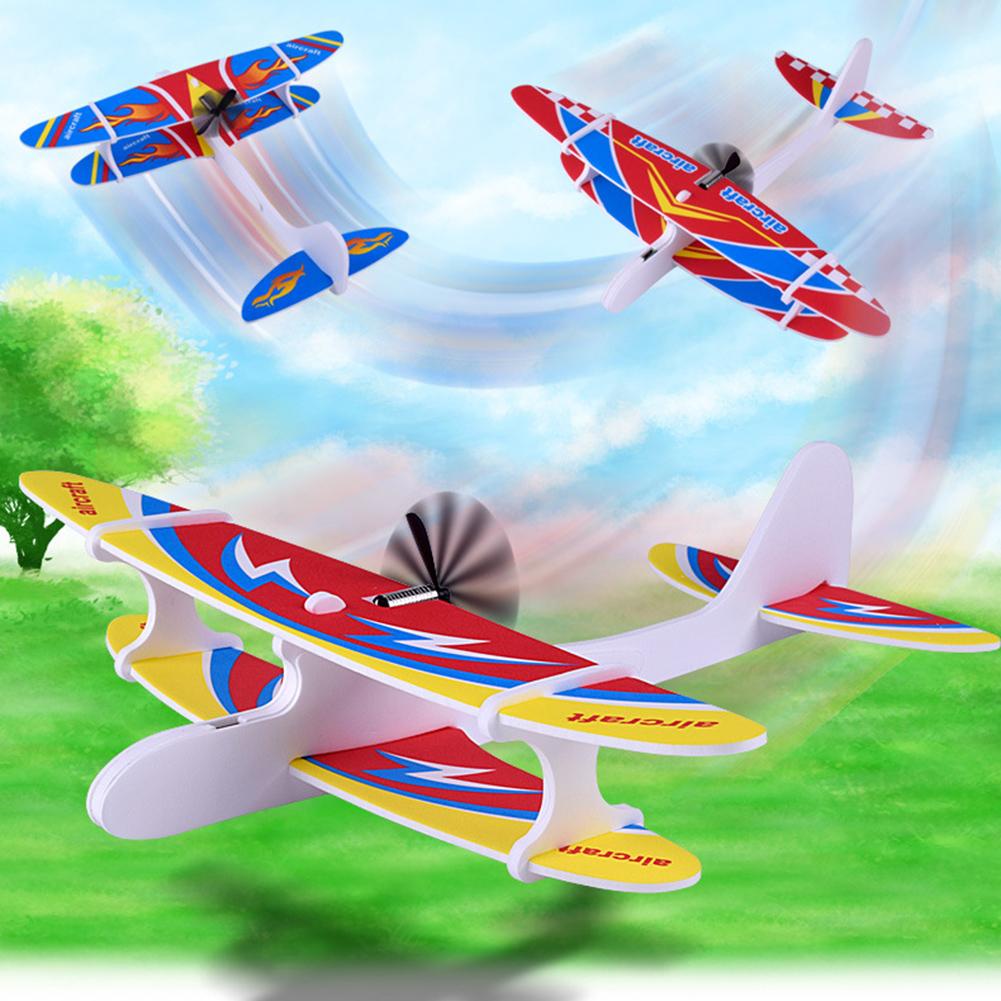 DIY Hand Throw Electric Fly Back Aircraft Rechargeable Glider Kids Toy Aeroplane Model Learning to understand principles