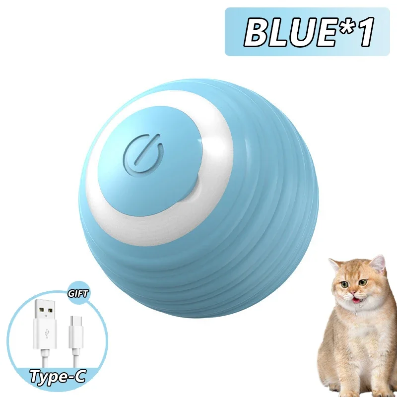 Kattenspeelgoed Interactieve slimme bal Gatos Indoor Automatische rollende magische bal Elektronische interactieve kattenspeelgoed Kattengameaccessoires: Blue