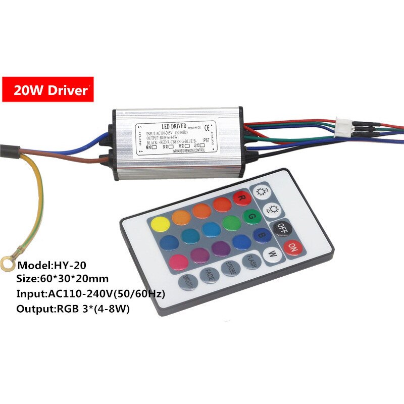 Constant Current LED Driver Waterproof IP67 10W 20W 30W 50W 100W RGB Chip Driver LED Lighting Transformer AC110V-240V Input