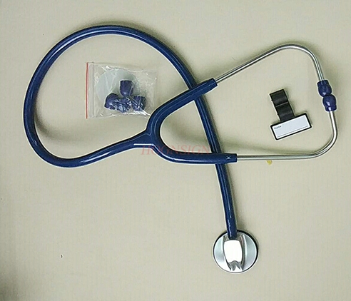 Caja de de estetoscopio trasero de plata de lujo para niños y adultos, auricular universal de un solo tubo