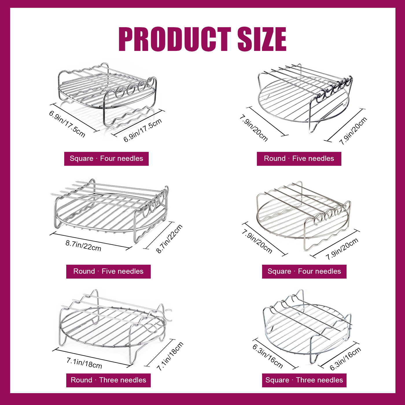 Double Layers Air Fryer Racks Stainless Steel Grill Multi-purpose Roasting Rack Skewers Baking Tray Air Fryer AccessoriesTools