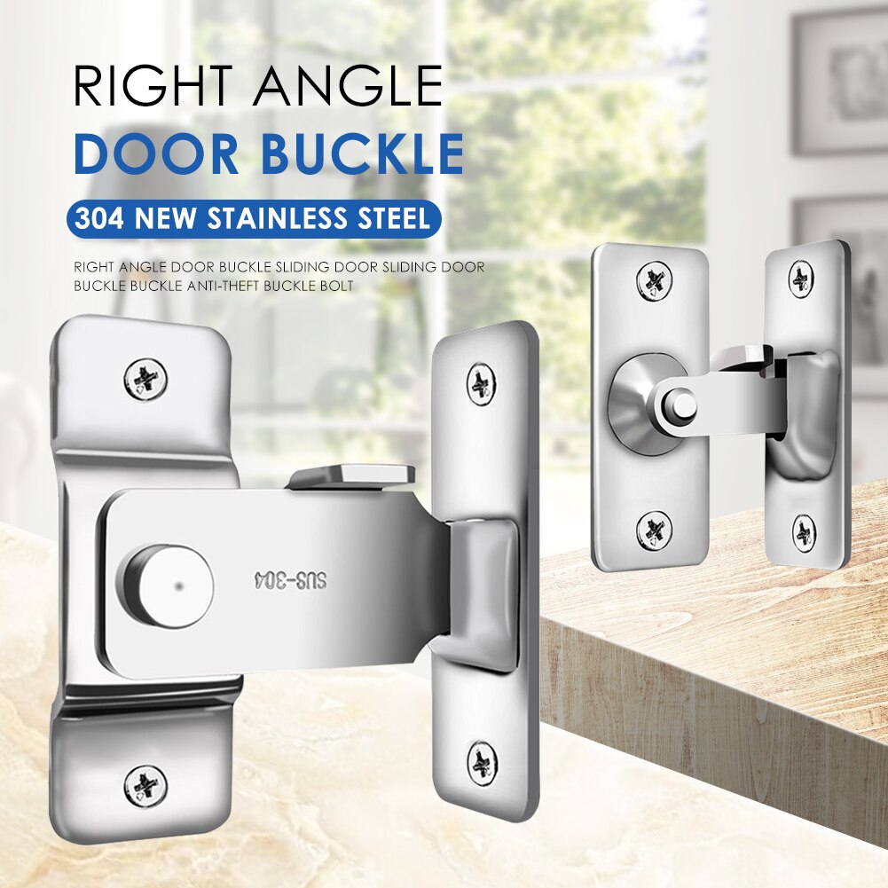 90 Degree Stainless Steel Hasp Latch Lock Door Lock Furniture Right Angle Sliding Hardware Home Safety Screw Locker