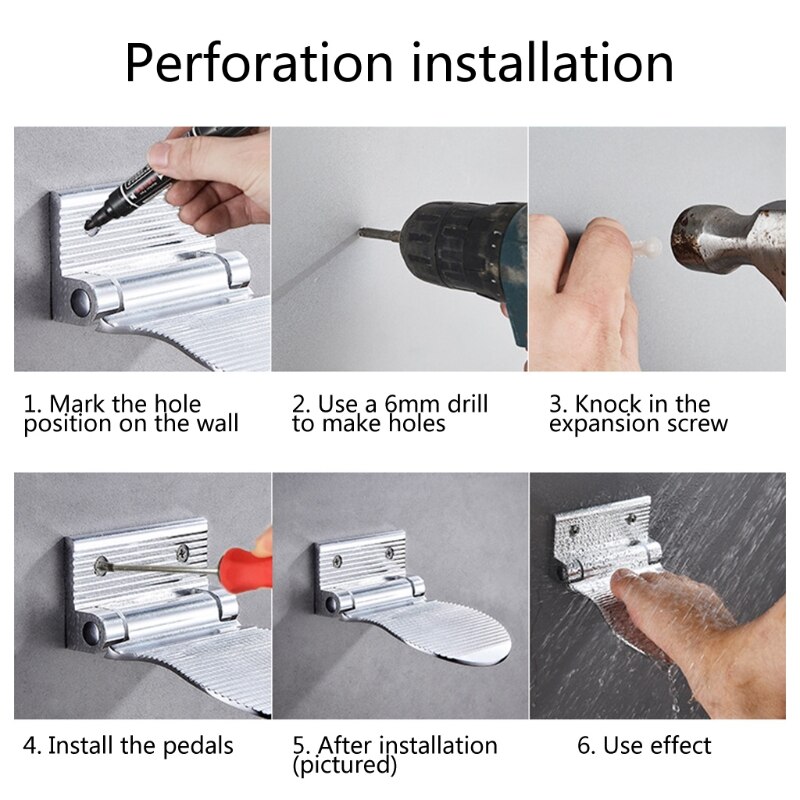 Multipurpose Badkamer Pedaal Douche Muur Gemonteerde Anti-Slip Aluminium Veiligheid F3MB