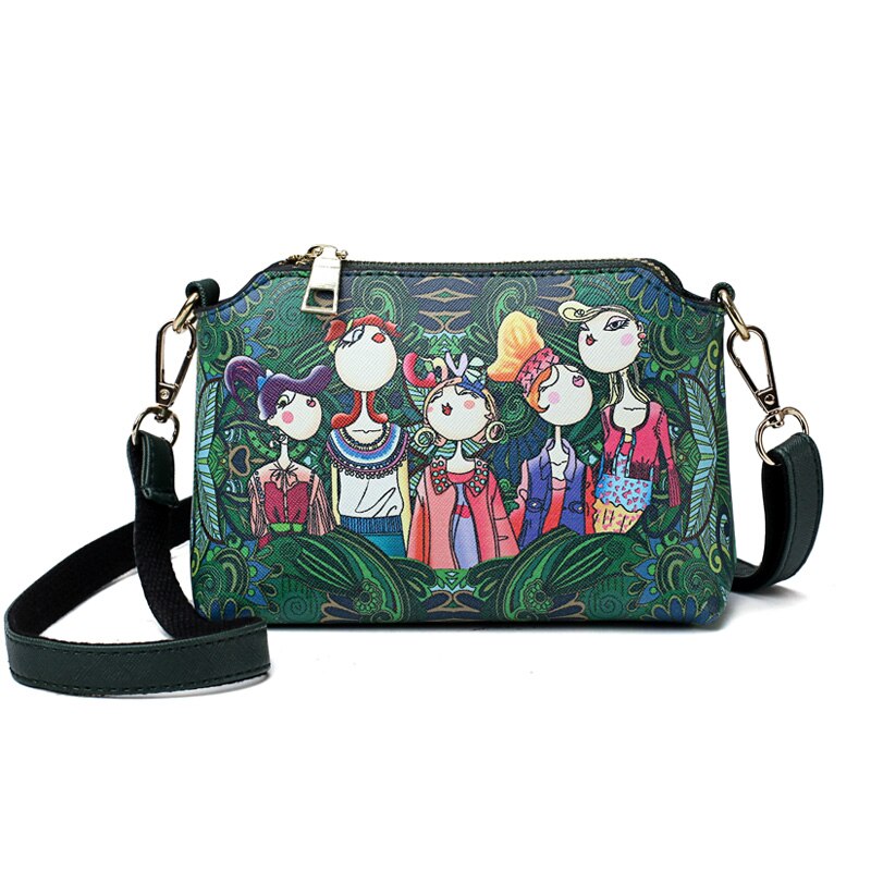 Moda dos desenhos animados impressão feminina pequena bolsa de ombro alta qualidade couro do plutônio mini bolsa bonito estilo meninas dos desenhos animados sacola de compras