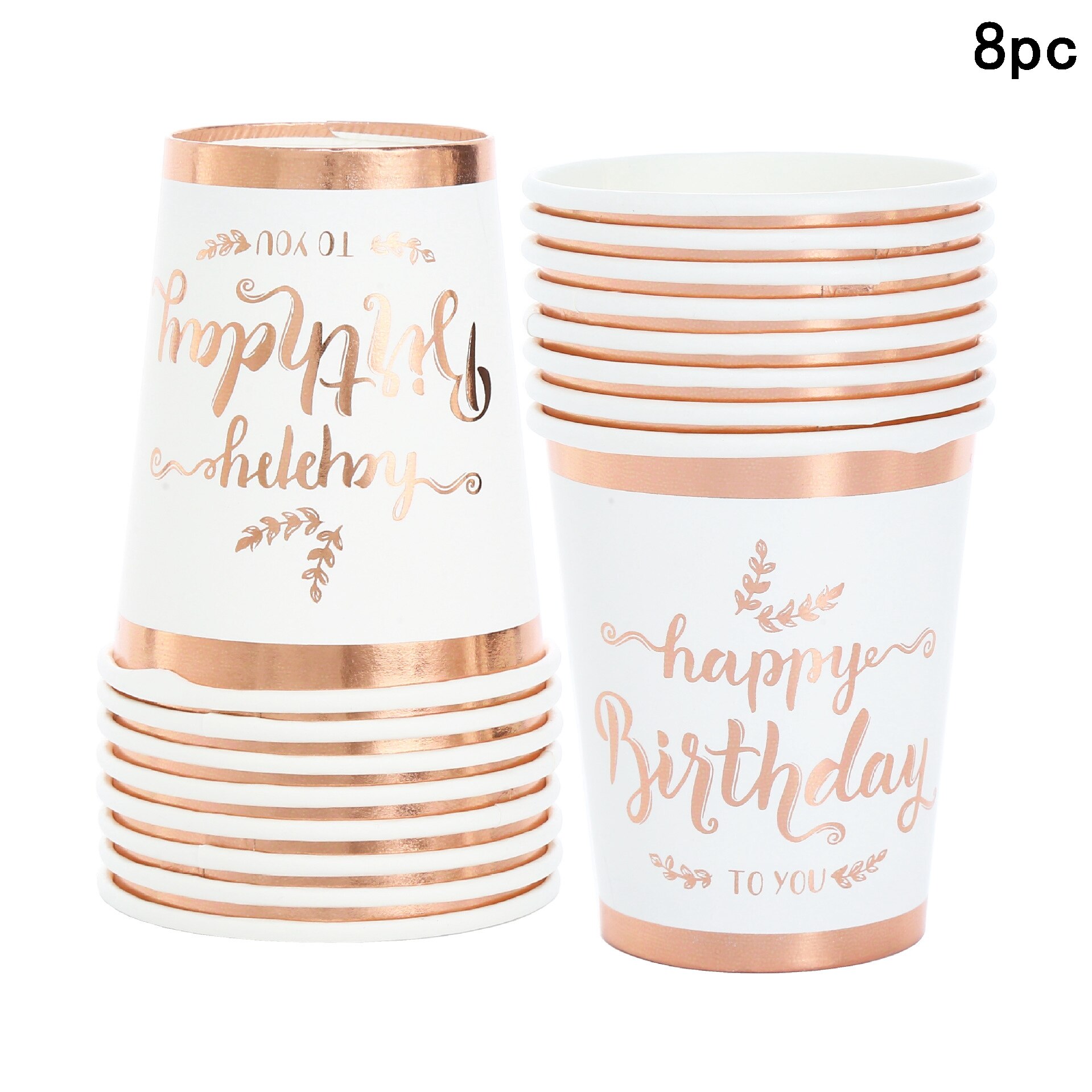 Rose Gold Gelukkige Verjaardag Banner Roze Gelukkige Verjaardag Slingers Vrouwen 16 18 21th Gelukkige Verjaardag Party Decor Kids Meisje 1st roze: 8pcs cups