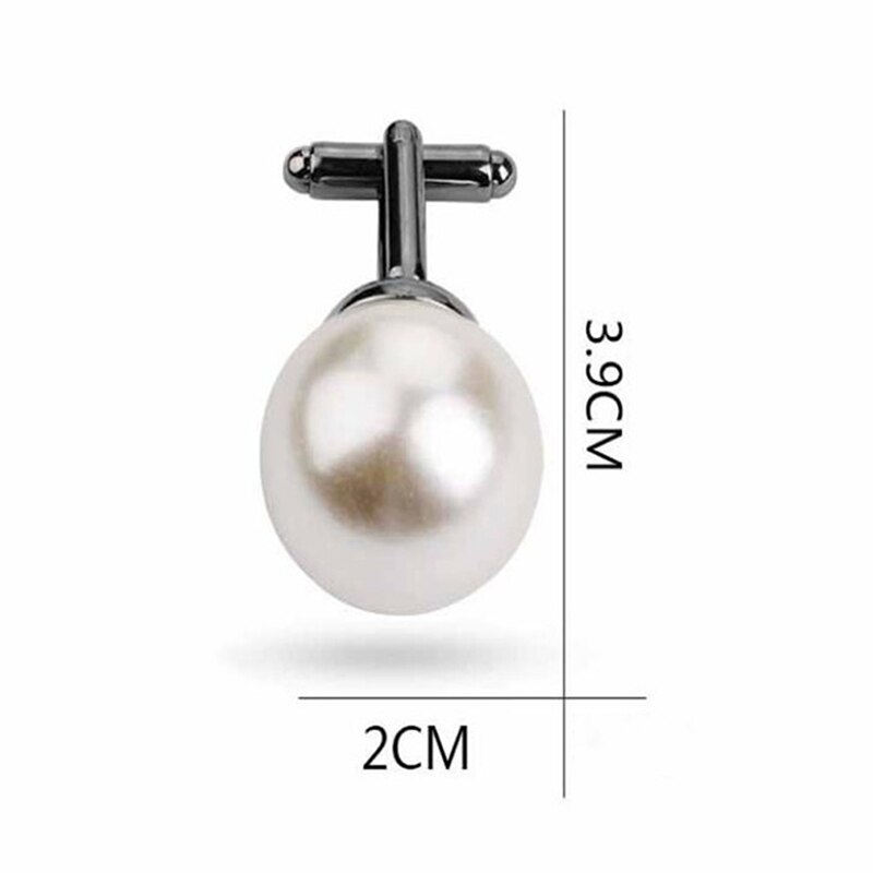 Vintage Beads Cufflinks For Men Round White Imitation Pearl Cuff Link Women Suit Concise Business Cufflink Wedding Party Cuflink