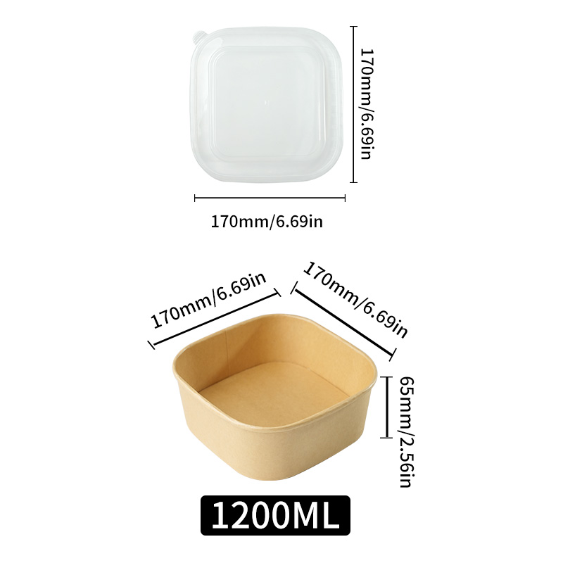 Quadratische Kraftpapier-Quadrat-Lunchbox, Einweg-Lunchbox, schnell-Lebensmittel-Verpackungsbox, Papierschalen mit Deckel, quadratische Bento-Boxen für Höhle Haushalt: Gelb