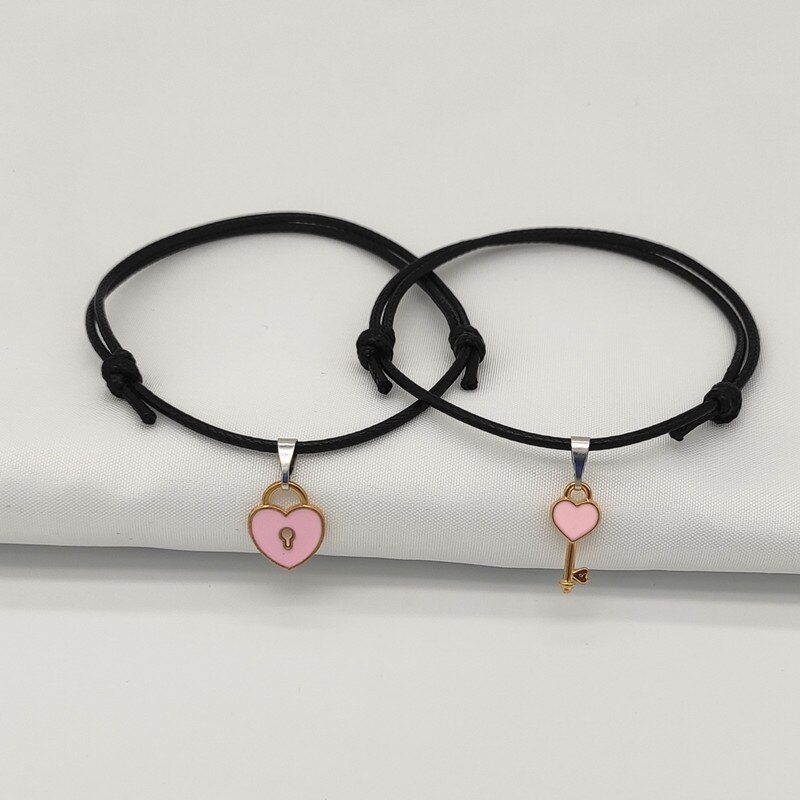 Pulsera de cuerda ajustable para parejas, brazalete de color blanco y negro, de San Valentín, joyería al por mayor, novedad de