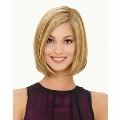 Grillige W Synthetische Korte Bob Rechte Pruiken Blonde Kleur Pruik Voor Vrouwen Natural Hittebestendige Haar: bonde 2